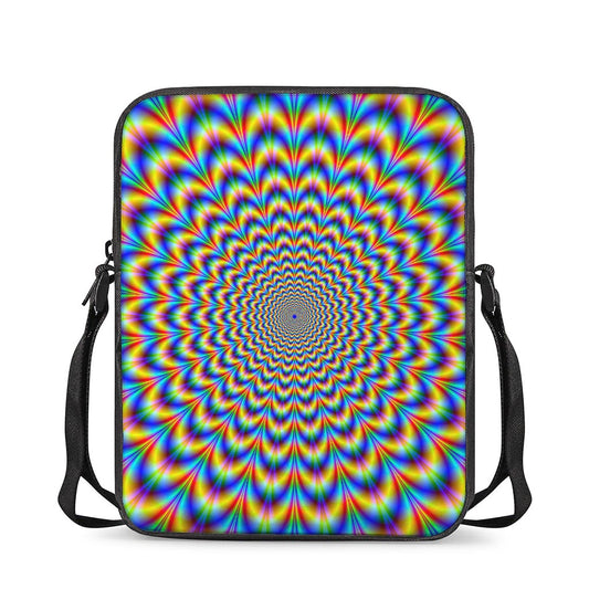 Psychedelic Wave Optical Illusion Rectangular Crossbody Bag
