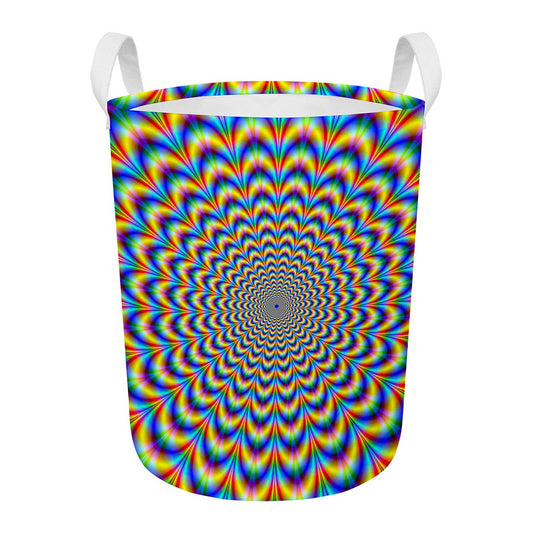 Psychedelic Wave Optical Illusion Round Laundry Basket
