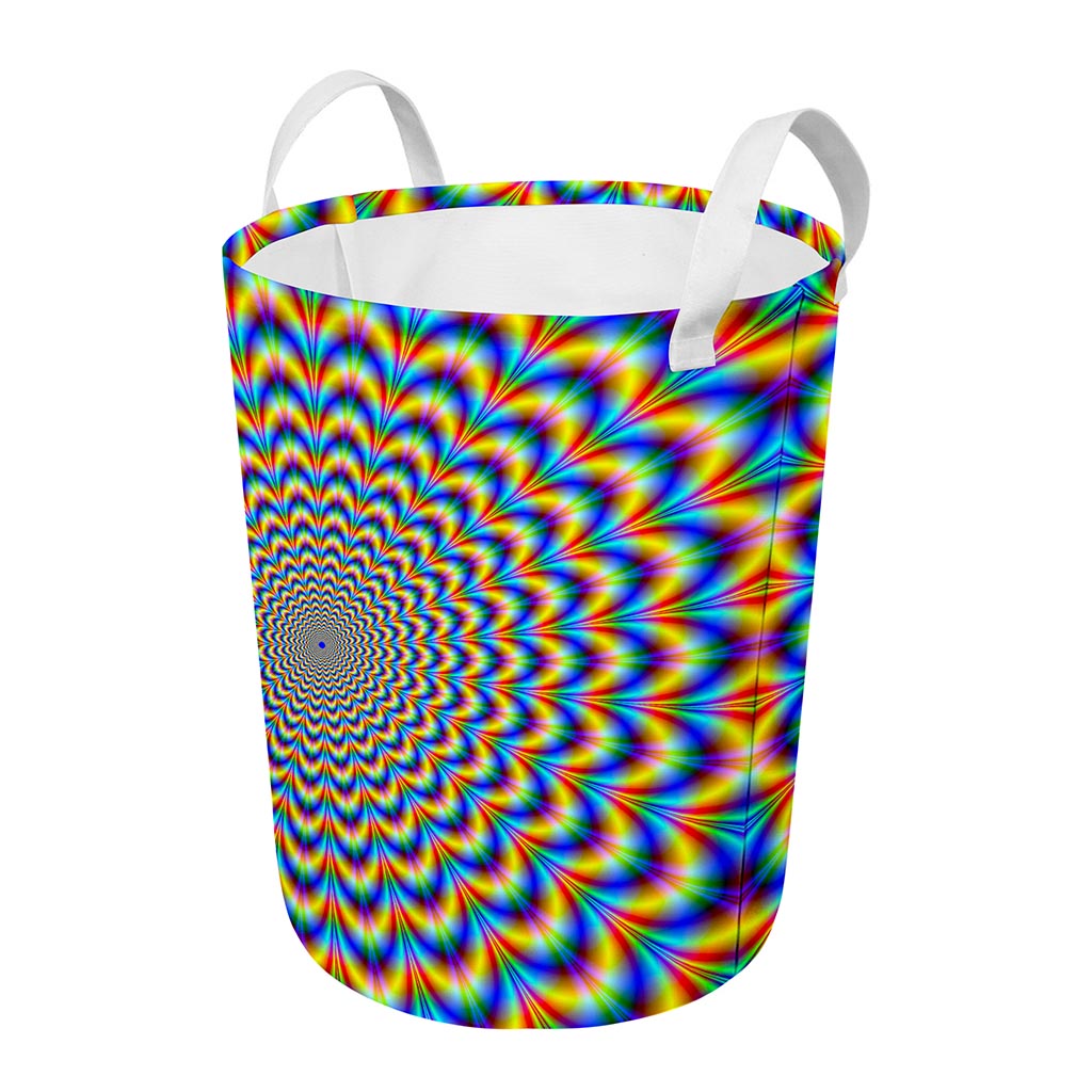 Psychedelic Wave Optical Illusion Round Laundry Basket