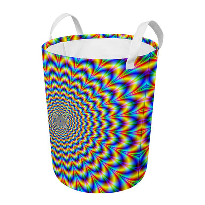 Psychedelic Wave Optical Illusion Round Laundry Basket