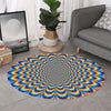 Psychedelic Wave Optical Illusion Round Rug