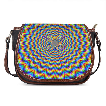 Psychedelic Wave Optical Illusion Saddle Bag