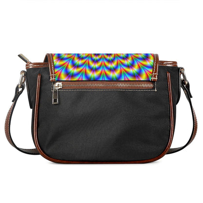 Psychedelic Wave Optical Illusion Saddle Bag