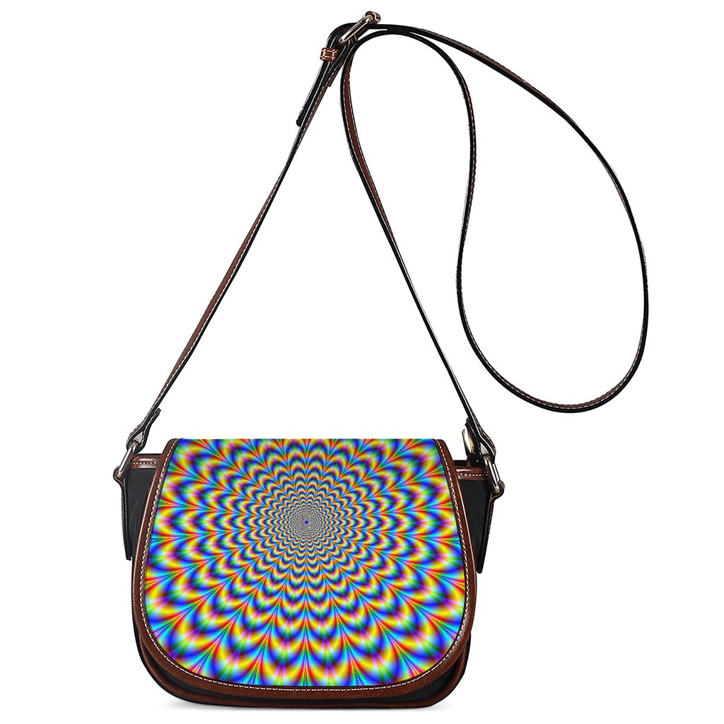 Psychedelic Wave Optical Illusion Saddle Bag
