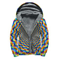 Psychedelic Wave Optical Illusion Sherpa Lined Zip Up Hoodie
