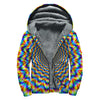 Psychedelic Wave Optical Illusion Sherpa Lined Zip Up Hoodie