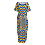 Psychedelic Wave Optical Illusion Short Sleeve Long Nightdress
