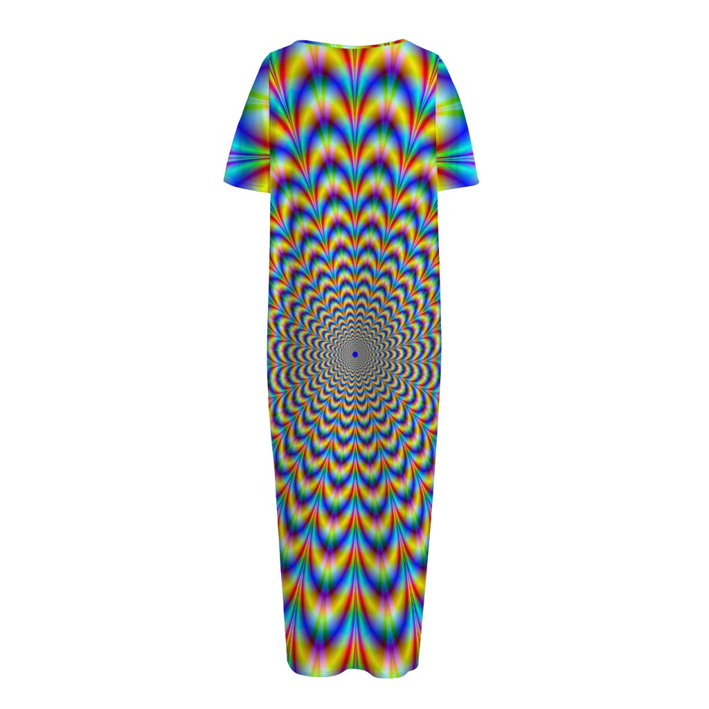 Psychedelic Wave Optical Illusion Short Sleeve Long Nightdress