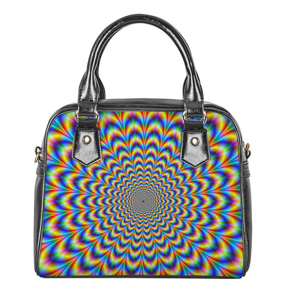 Psychedelic Wave Optical Illusion Shoulder Handbag