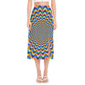 Psychedelic Wave Optical Illusion Side Slit Midi Skirt