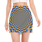 Psychedelic Wave Optical Illusion Side Slit Mini Skirt