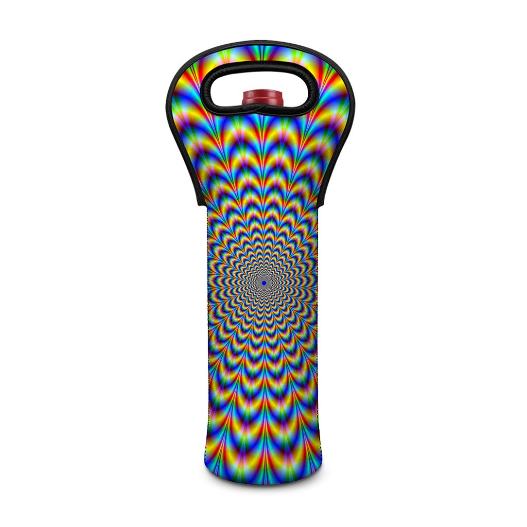 Psychedelic Wave Optical Illusion Single Neoprene Wine Tote
