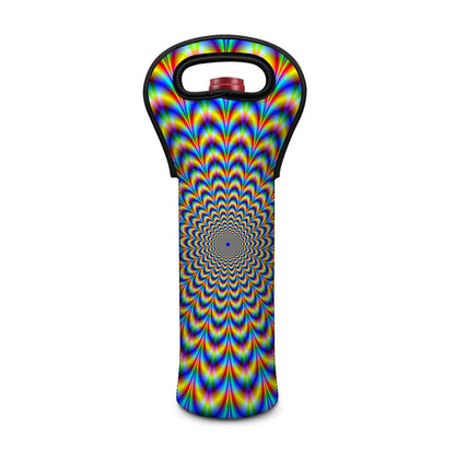 Psychedelic Wave Optical Illusion Single Neoprene Wine Tote