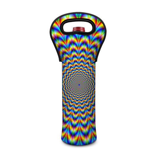 Psychedelic Wave Optical Illusion Single Neoprene Wine Tote