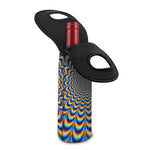 Psychedelic Wave Optical Illusion Single Neoprene Wine Tote