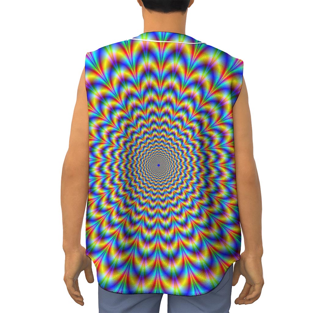 Psychedelic Wave Optical Illusion Sleeveless Baseball Jersey