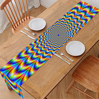 Psychedelic Wave Optical Illusion Table Runner
