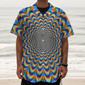 Psychedelic Wave Optical Illusion Textured Short Sleeve Shirt