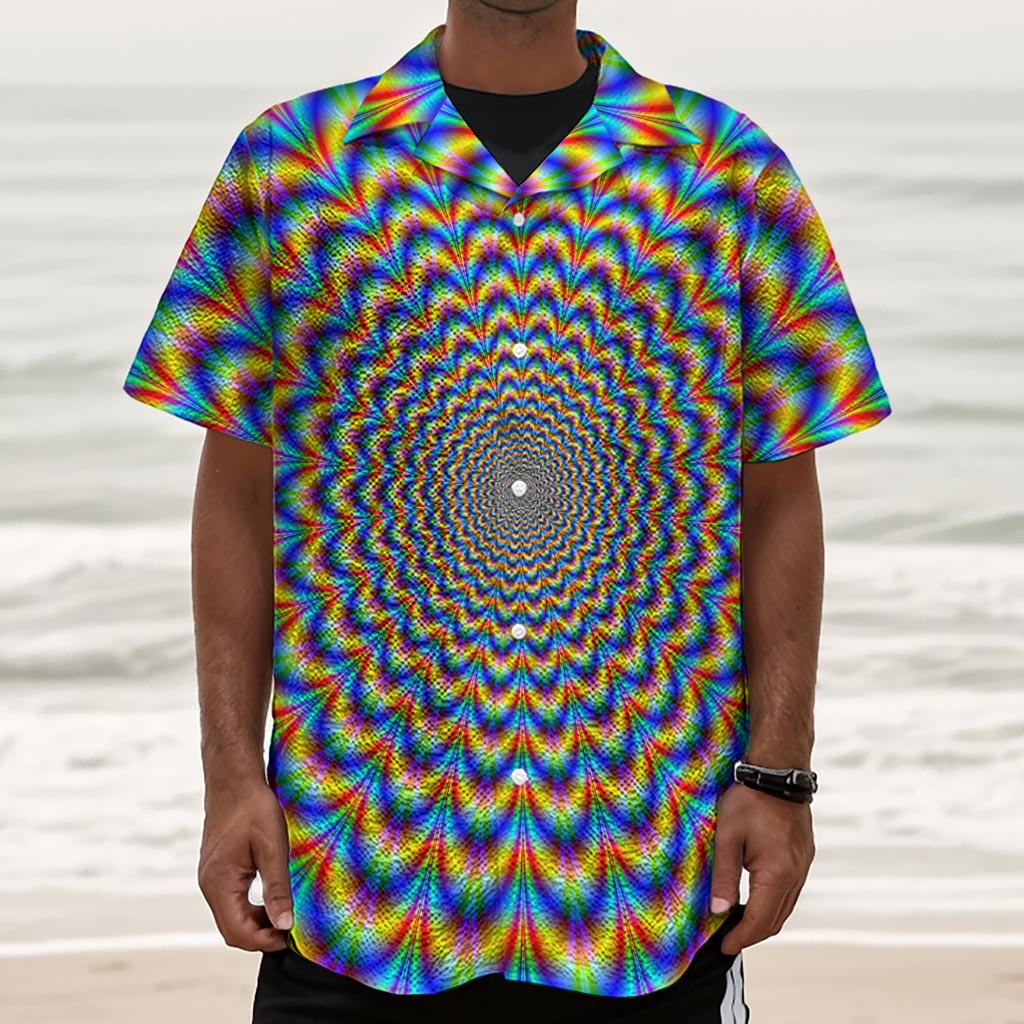 Psychedelic Wave Optical Illusion Textured Short Sleeve Shirt