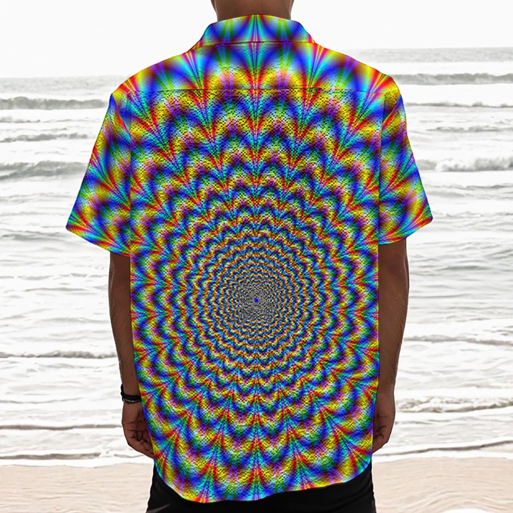Psychedelic Wave Optical Illusion Textured Short Sleeve Shirt