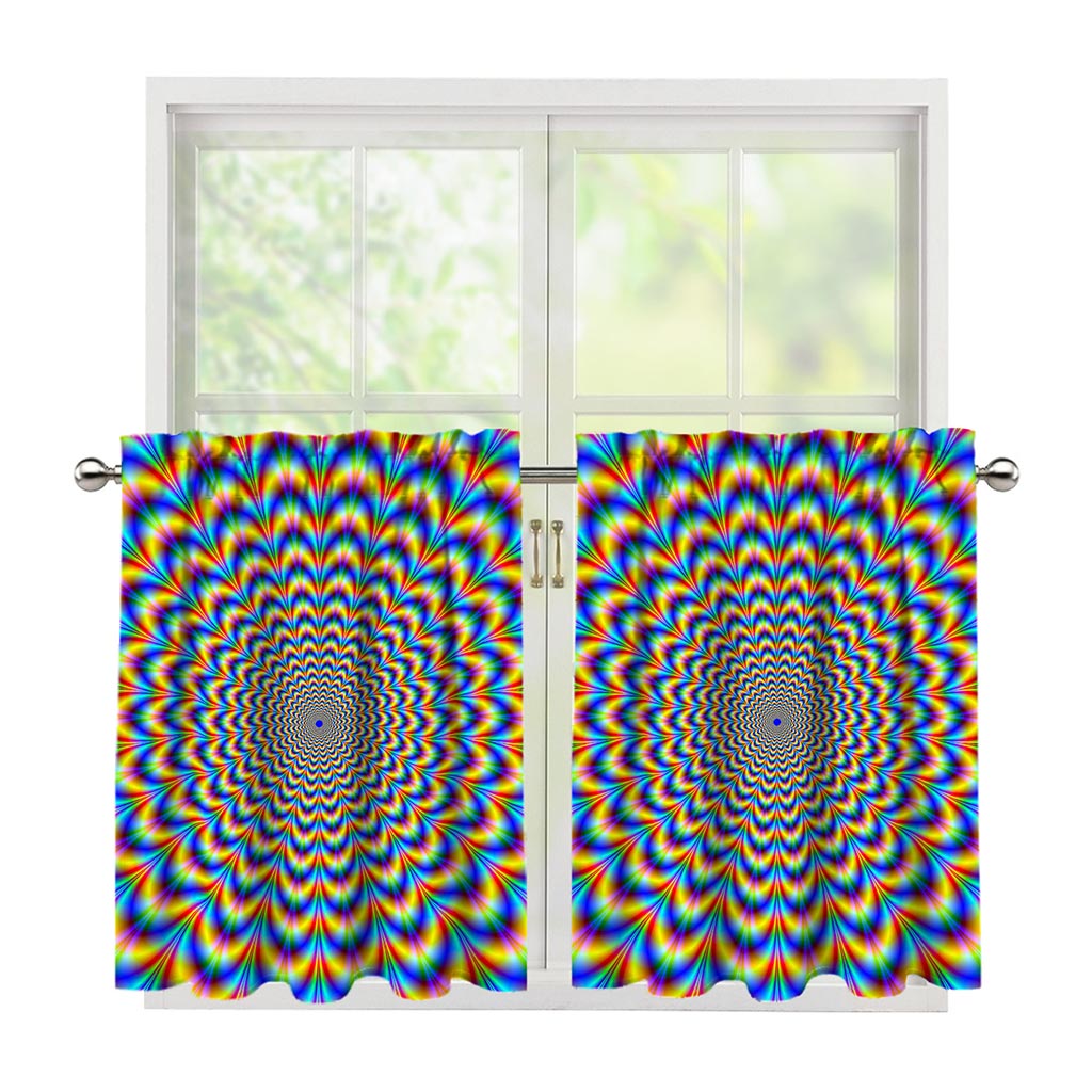 Psychedelic Wave Optical Illusion Tier Curtains