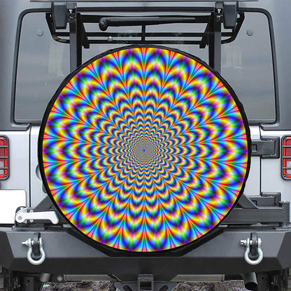 Psychedelic Wave Optical Illusion Tire Cover