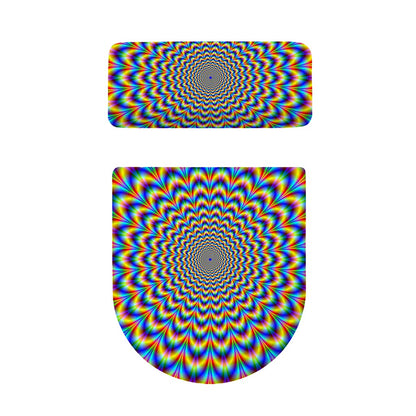 Psychedelic Wave Optical Illusion Toilet Lid And Tank Cover Set
