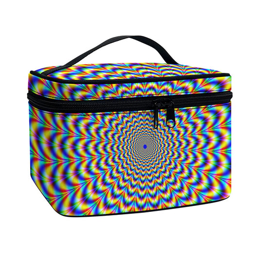 Psychedelic Wave Optical Illusion Travel Makeup Bag