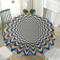 Psychedelic Wave Optical Illusion Waterproof Round Tablecloth