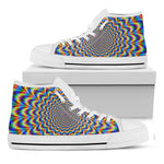 Psychedelic Wave Optical Illusion White High Top Sneakers