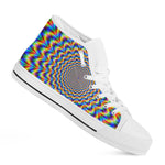Psychedelic Wave Optical Illusion White High Top Sneakers