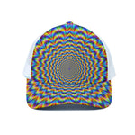 Psychedelic Wave Optical Illusion White Mesh Trucker Cap