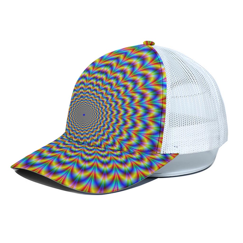 Psychedelic Wave Optical Illusion White Mesh Trucker Cap