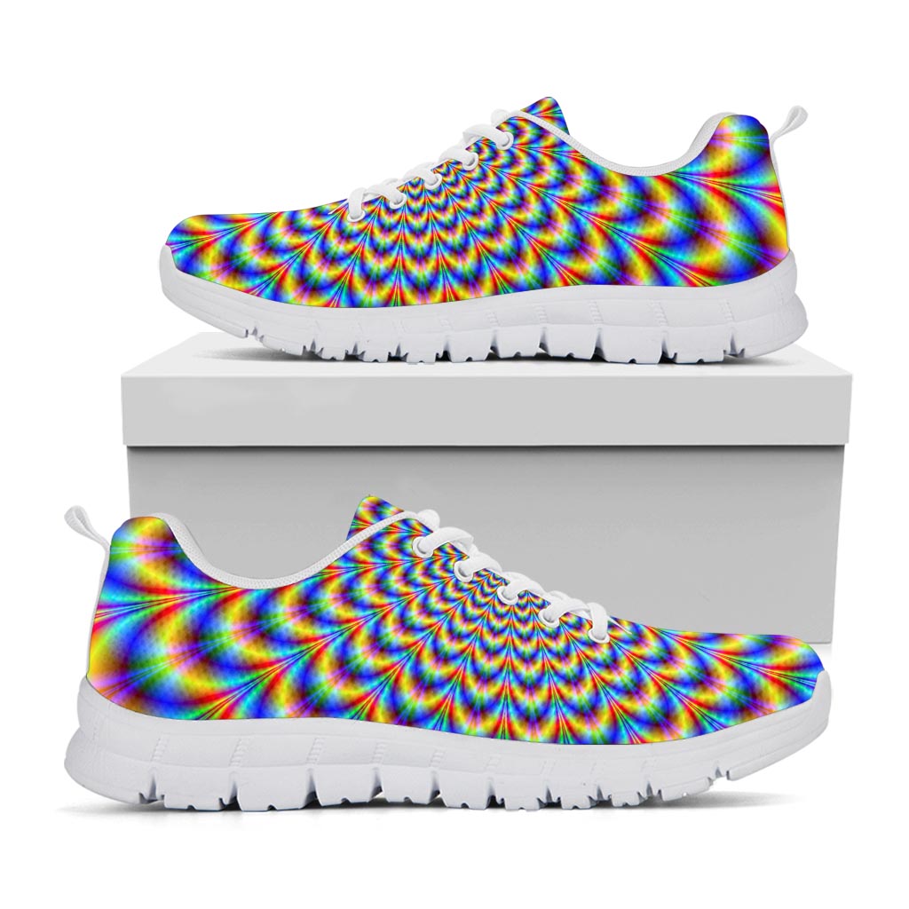 Psychedelic Wave Optical Illusion White Running Shoes