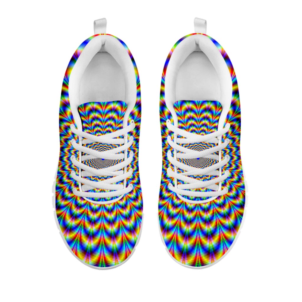 Psychedelic Wave Optical Illusion White Running Shoes
