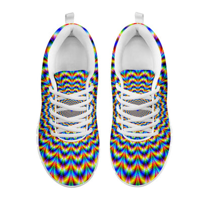 Psychedelic Wave Optical Illusion White Running Shoes