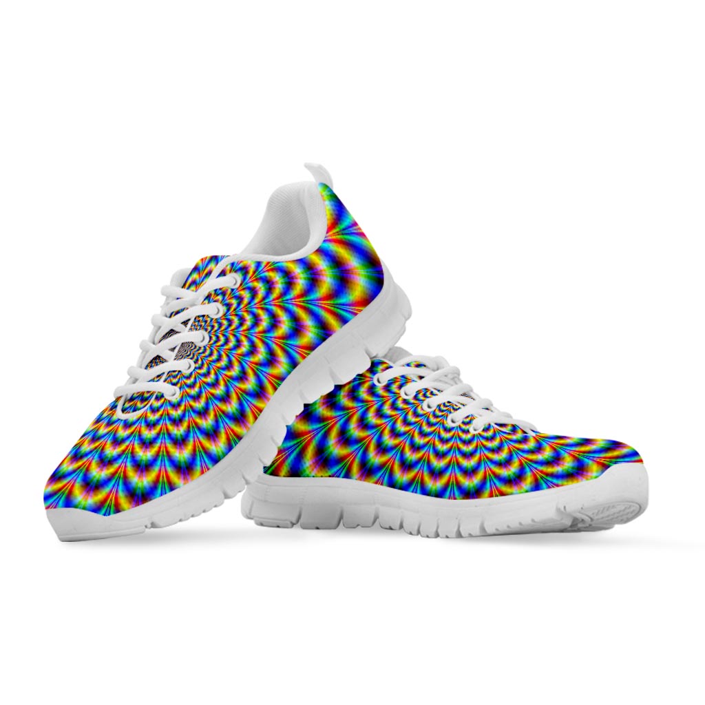 Psychedelic Wave Optical Illusion White Running Shoes