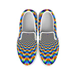 Psychedelic Wave Optical Illusion White Slip On Sneakers