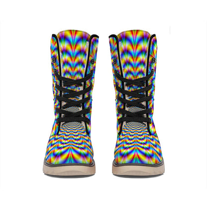 Psychedelic Wave Optical Illusion Winter Boots