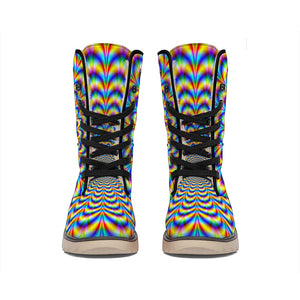 Psychedelic Wave Optical Illusion Winter Boots