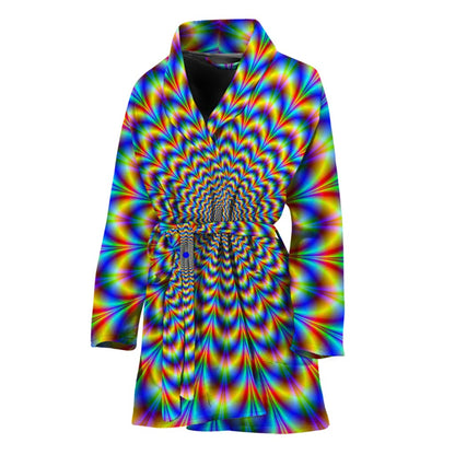 Psychedelic Wave Optical Illusion Women's Bathrobe