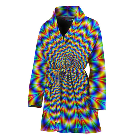 Psychedelic Wave Optical Illusion Women's Bathrobe