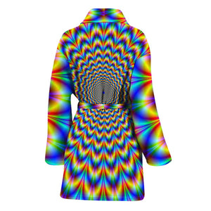 Psychedelic Wave Optical Illusion Women's Bathrobe