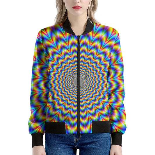 Psychedelic Wave Optical Illusion Women's Bomber Jacket