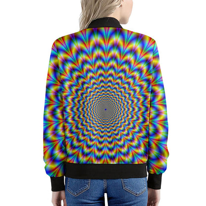 Psychedelic Wave Optical Illusion Women's Bomber Jacket