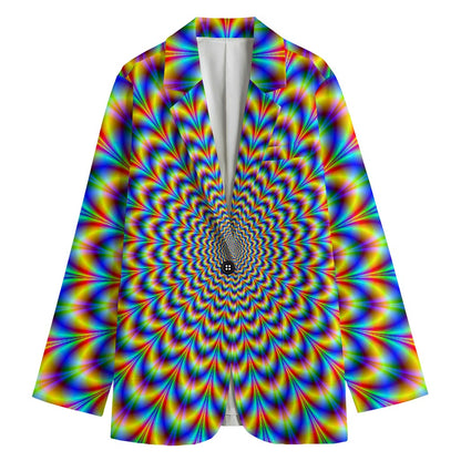 Psychedelic Wave Optical Illusion Women's Cotton Blazer
