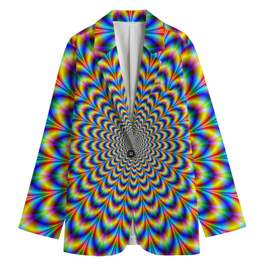 Psychedelic Wave Optical Illusion Women's Cotton Blazer