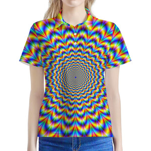 Psychedelic Wave Optical Illusion Women's Polo Shirt