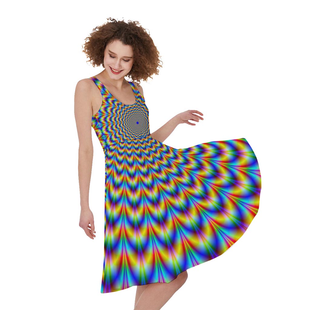 Psychedelic Wave Optical Illusion Women's Sleeveless Dress