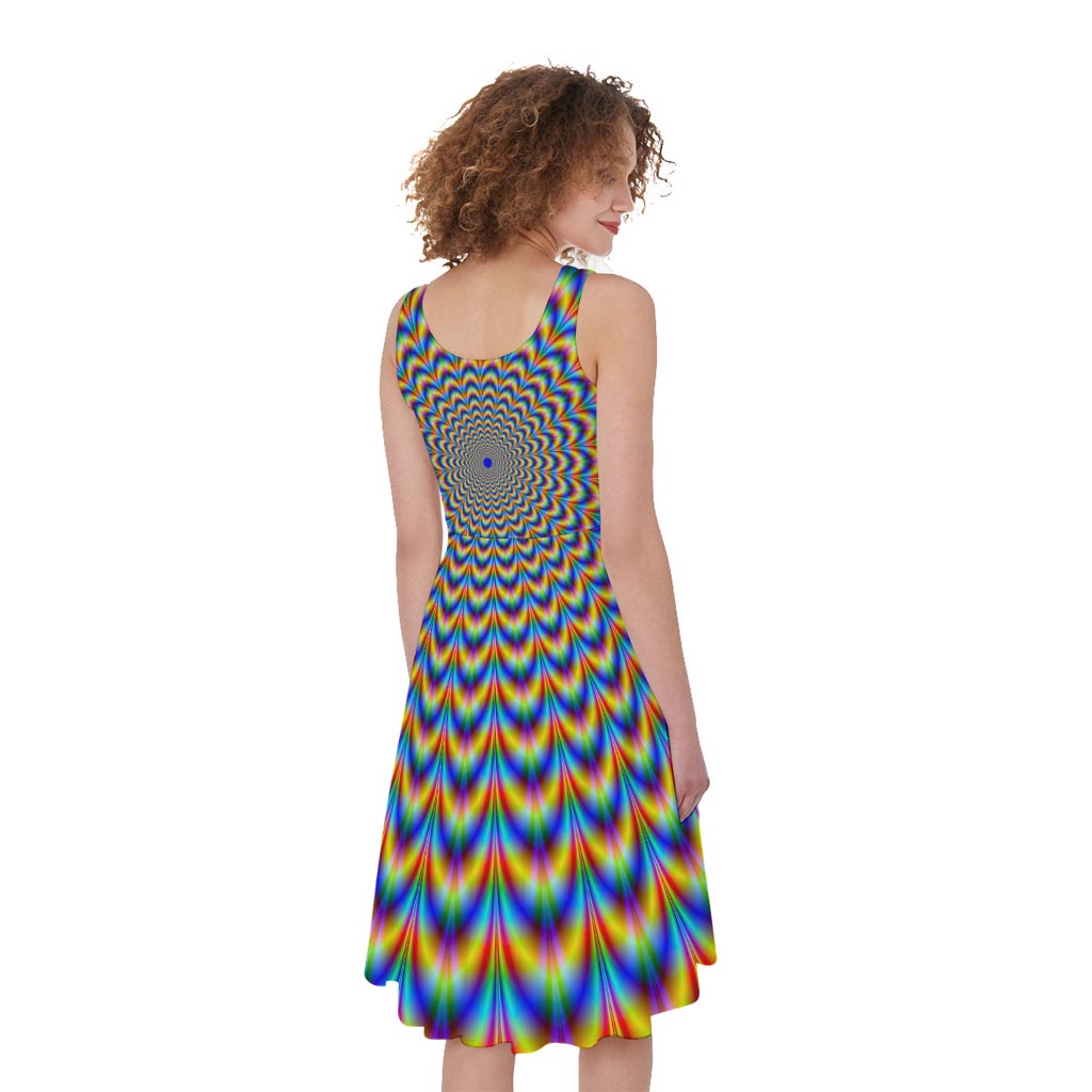 Psychedelic Wave Optical Illusion Women's Sleeveless Dress